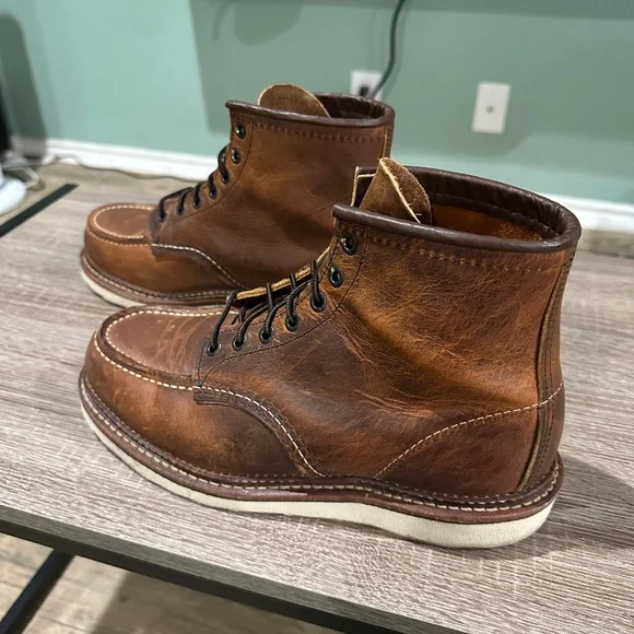 Red Wing Classic 1907 Moc Toe Boot Size 7.5 D Copper Rough and Tough - Picture 6 of 12